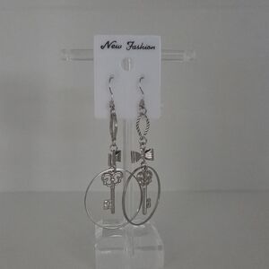 Silver Key Dangle Earrings